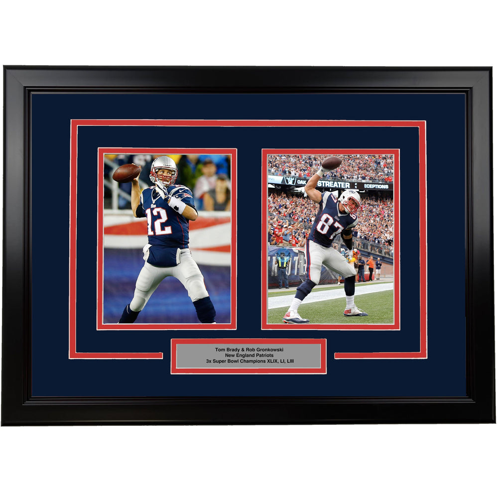 Framed Tom Brady and Rob Gronkowski New England Patriots 17x23 Dual Football Photo (ONLINE ORDER ONLY)
