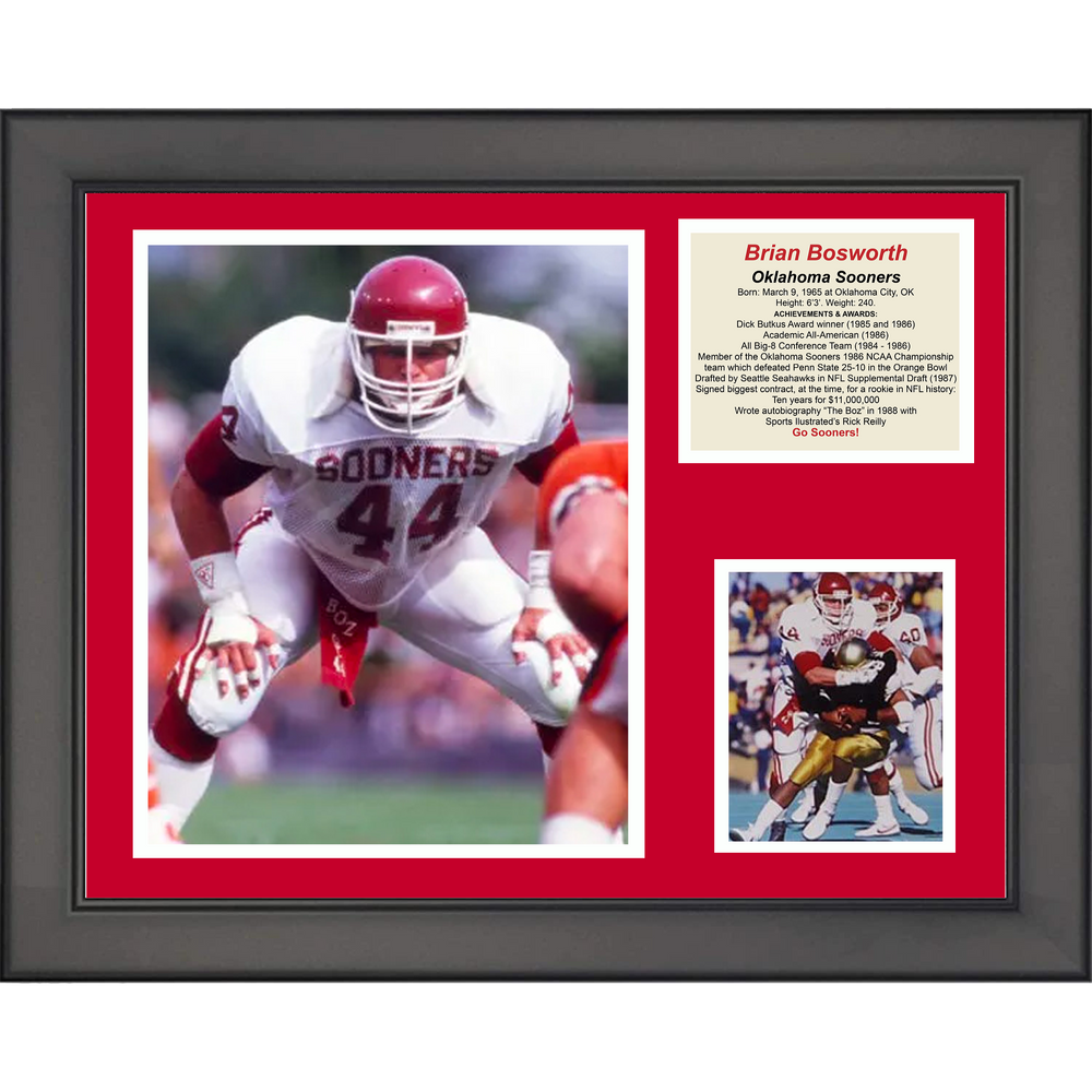 Framed Brian Bosworth Oklahoma Sooners 11"x14" College Football Three Photo Collage (ONLINE ORDER ONLY)