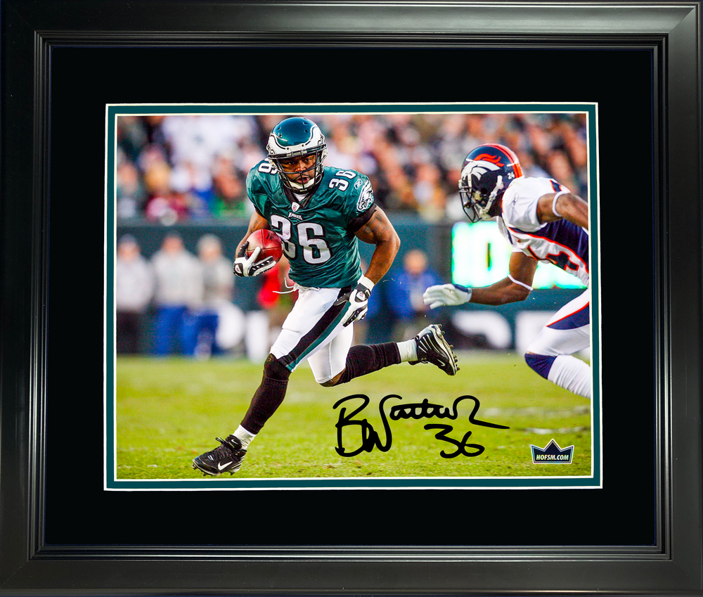 Framed Brian Westbrook Facsimile Laser Engraved Signature Auto Philadelphia Eagles 11"x14" Football Photo HOFSM Holo (ONLINE ORDER ONLY)