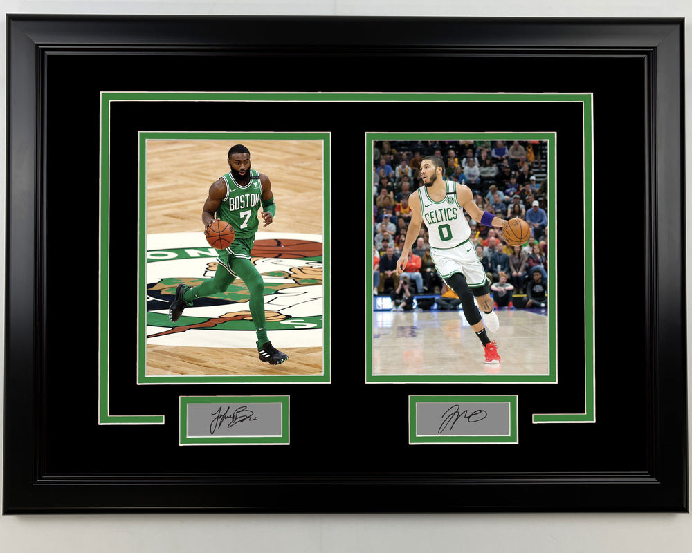 Framed Jaylen Brown and Jayson Tatum Facsimile Laser Engraved Signatures Boston Celtics 17x23 Dual Basketball Photo (ONLINE ORDER ONLY)
