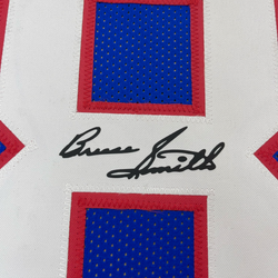 Framed Facsimile Autographed Bruce Smith 35x39 Buffalo Blue Reprint Laser Auto Football Jersey (ONLINE ORDER ONLY)