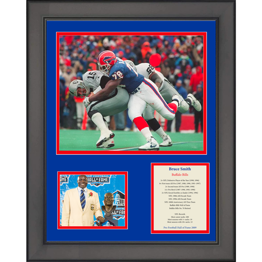 Framed Bruce Smith Hall of Fame Buffalo Bills 11"x14" Football Three Photo Collage (ONLINE ORDER ONLY)