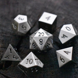 PRE-ORDER || Brushed Silver Sharp-Edged Metal Dice SetR