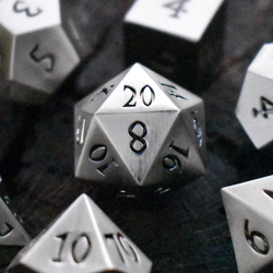 PRE-ORDER || Brushed Silver Sharp-Edged Metal Dice SetR