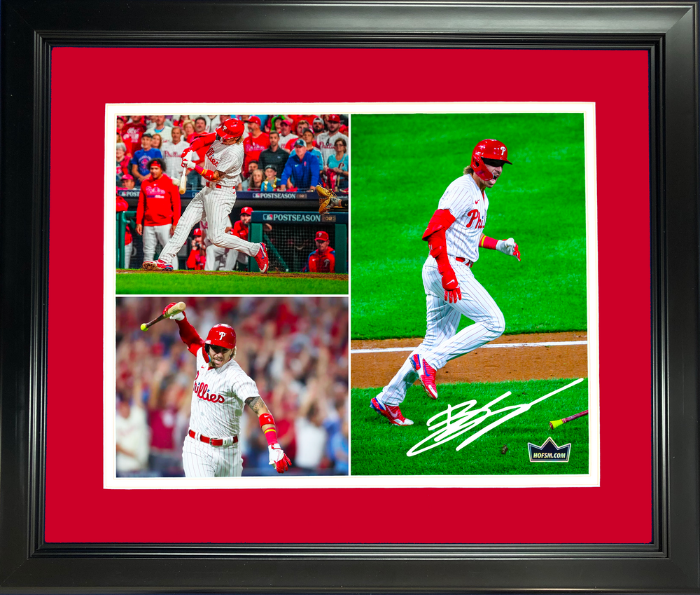 Framed Bryson Stott 2023 NL Wild Card Grand Slam Philadelphia Phillies Facsimile Laser Engraved Signature Auto 11"x14" Baseball Photo HOFSM Holo (ONLINE ORDER ONLY)