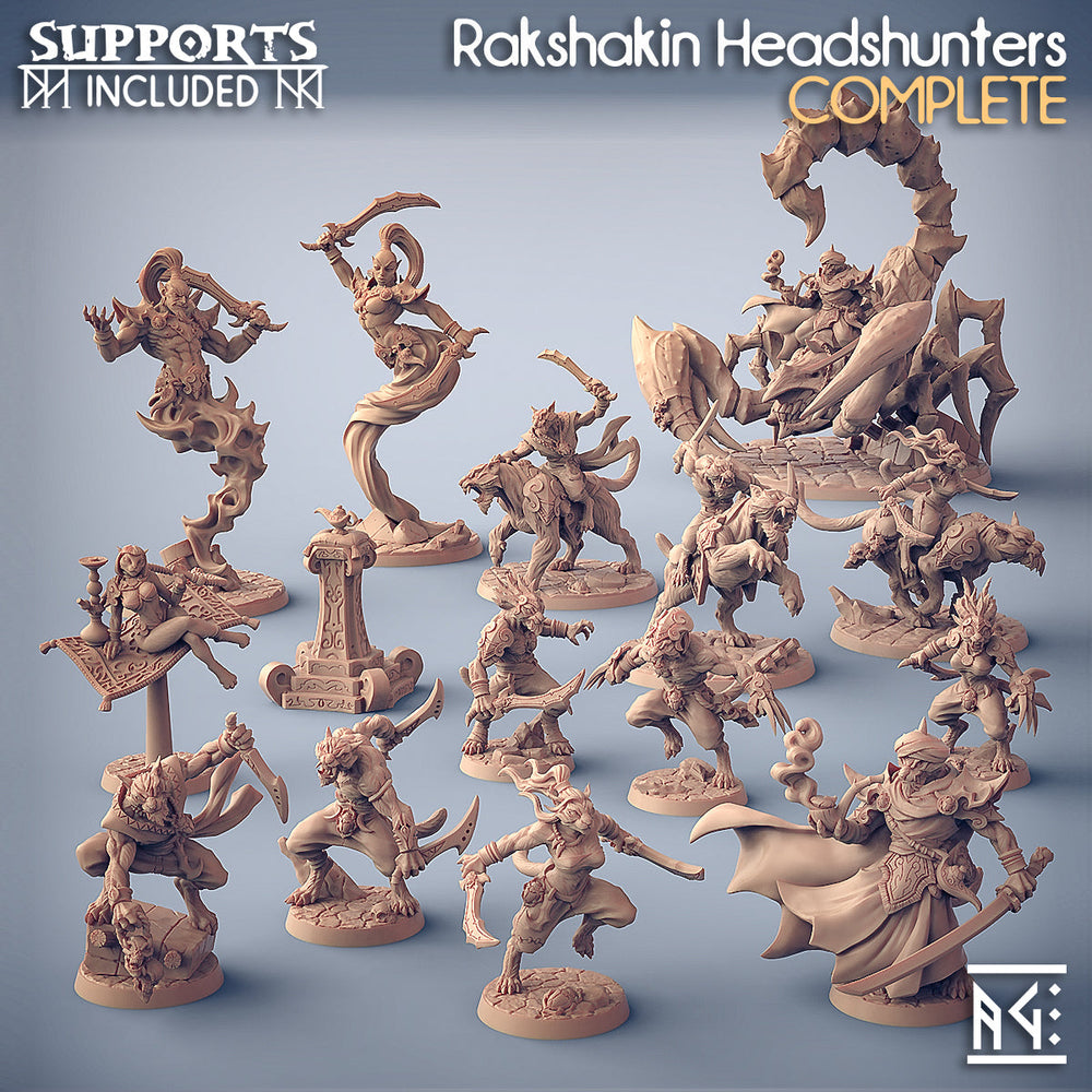 3D Printed Artisan Guild Modular Rakshatiger Riders Rakshakin Headhunters 28mm 32mm (Online Only)