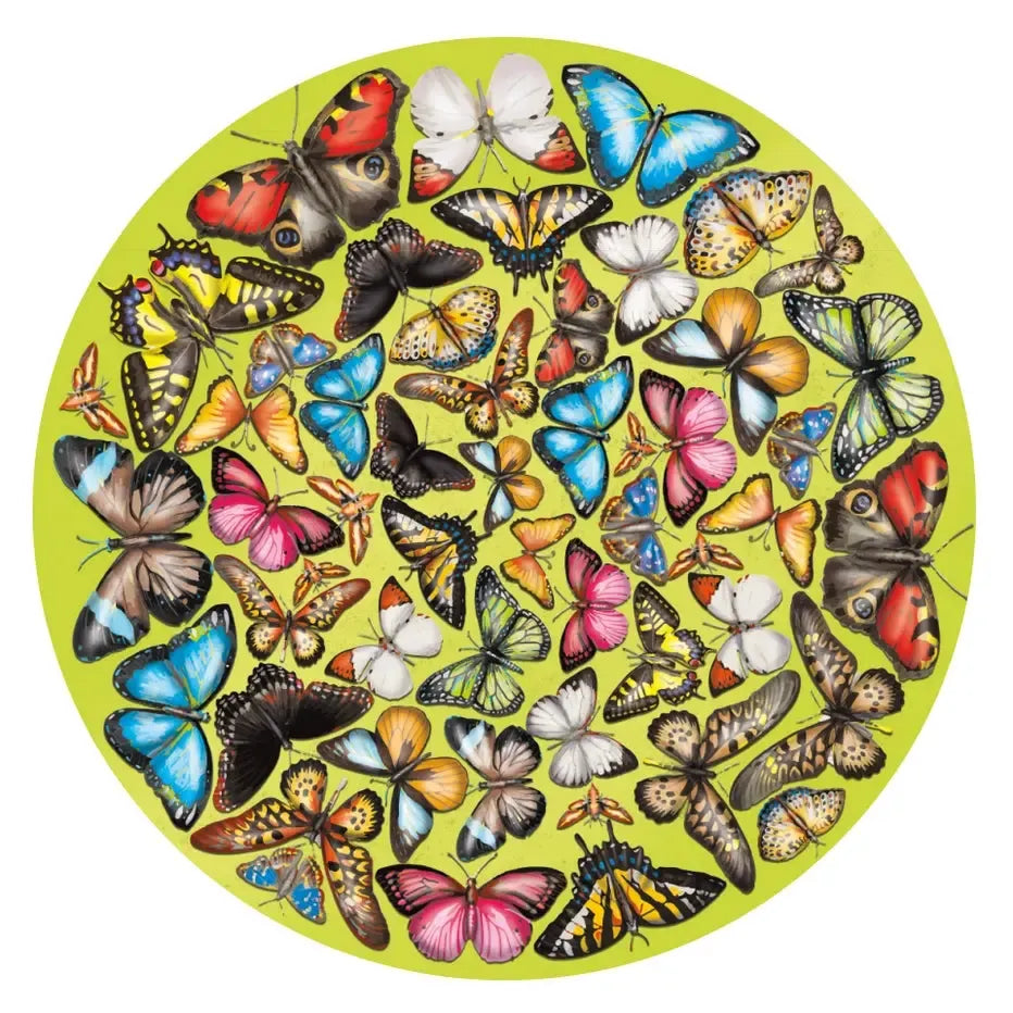 Butterflies 424 Wood Piece Double-Sided Round Jigsaw Puzzle Curiosi (ONLINE ORDER ONLY)