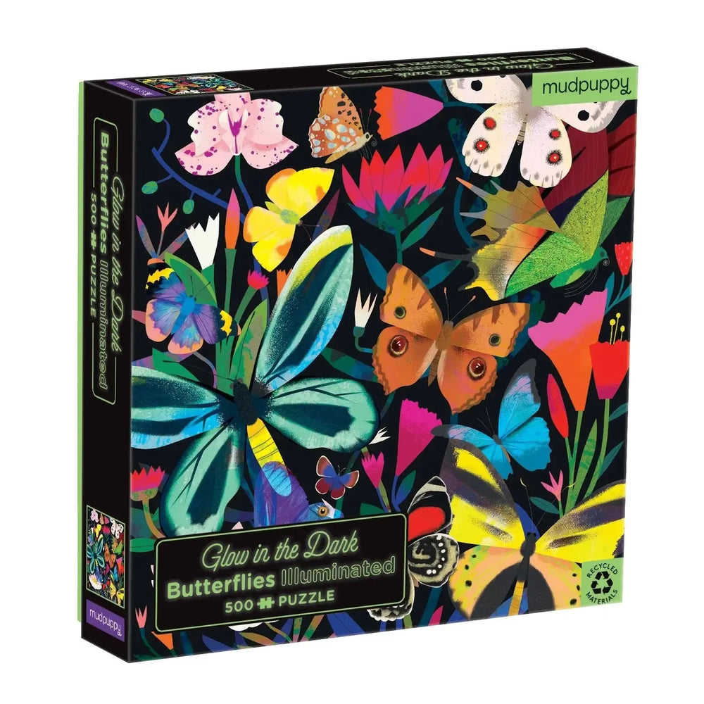 Butterflies Illuminated 500 Piece Glow in the Dark Jigsaw Puzzle Mudpuppy (ONLINE ORDER ONLY)