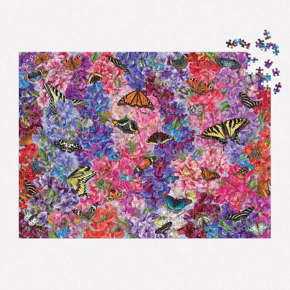 Butterflies in the Sweet Peas 1000 Piece Jigsaw Puzzle Galison (ONLINE ORDER ONLY)