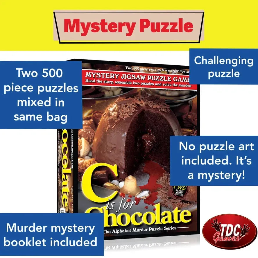 C is for Chocolate Set of 2 500 Piece Mystery Jigsaw Puzzles TDC