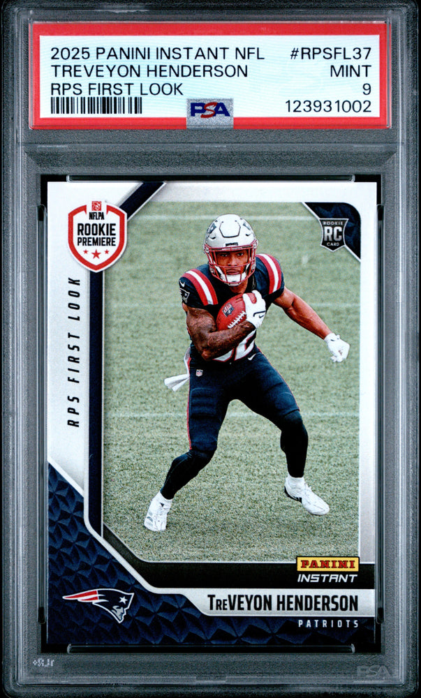 Graded 2025 Panini Instant TreVeyon Henderson #RPSFL37 RPS First Look Rookie RC Football Card PSA 9 Mint (ONLINE ORDER ONLY)