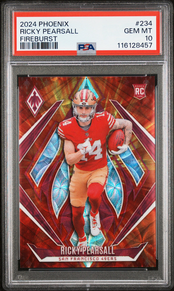 Graded 2024 Panini Phoenix Ricky Pearsall #234 Fire Burst /350 Rookie RC Football Card PSA 10 Gem Mint (ONLINE ORDER ONLY)