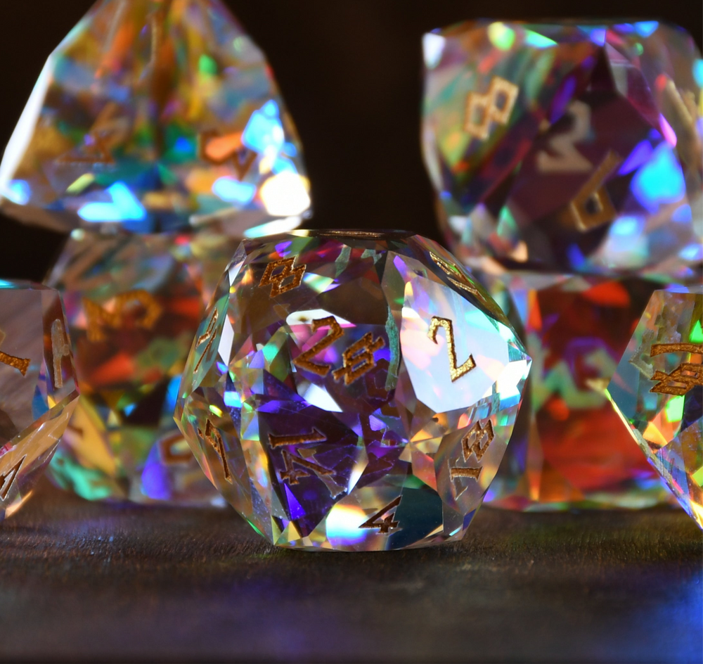 Diamond Prism Multifaceted Glass Dice Set (ONLINE ORDER ONLY)