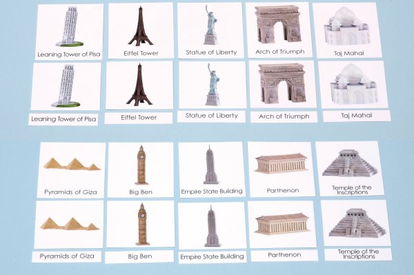 Around the World Landmarks Set 1 Laminated 3-Part Cards Only (ONLINE ORDER ONLY)