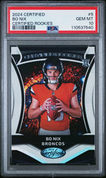 Graded 2024 Panini Certified Bo Nix #5 Certified Rookies Rookie RC Football Card PSA 10 Gem Mint (ONLINE ORDER ONLY)