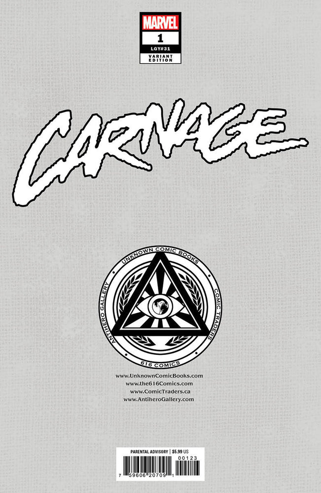 Carnage #1 Unknown Comics Kaare Andrews Exclusive Virgin Var (11/15/2023) (11/22/2023) (Online Order Only)
