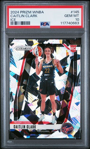Graded 2024 Panini Prizm Caitlin Clark #145 Ice Rookie RC Basketball Card PSA 10 Gem Mint (ONLINE ORDER ONLY)