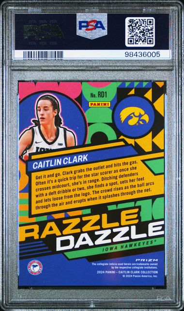 Graded 2024 Panini Caitlin Clark Collection Caitlin Clark #RD1 Razzle Dazzle Rookie RC Basketball Card PSA 10 Gem Mint (ONLINE ORDER ONLY)