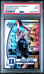 Graded 2024 Topps Bowman Chrome U Cooper Flagg #16 Refractor Rookie RC Basketball Card PSA 9 Mint (ONLINE ORDER ONLY)