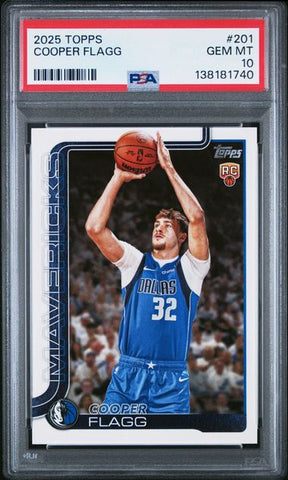 Graded 2025 Topps Cooper Flagg #201 Rookie RC Basketball Card PSA 10 Gem Mint (ONLINE ORDER ONLY)