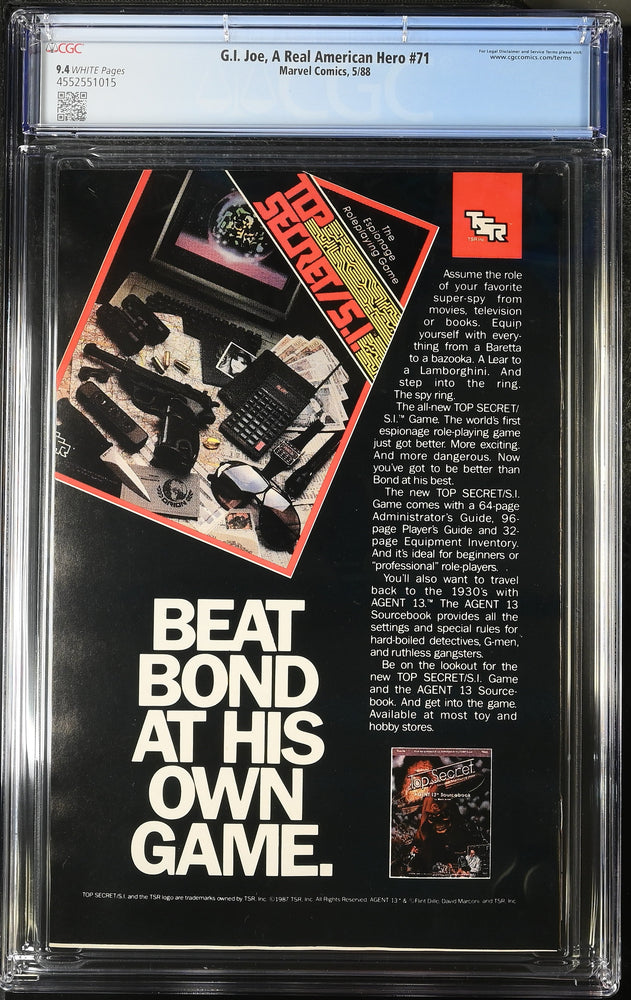 G.I. Joe, A Real American Hero #71 (5/88) Graded CGC 9.4 (Online Order Only)