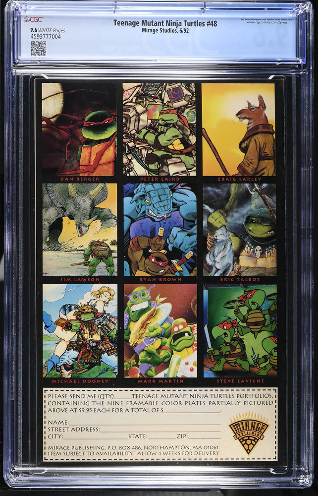 Teenage Mutant Ninja Turtles #48 (6/92) Graded CGC 9.6 (Online Order Only)