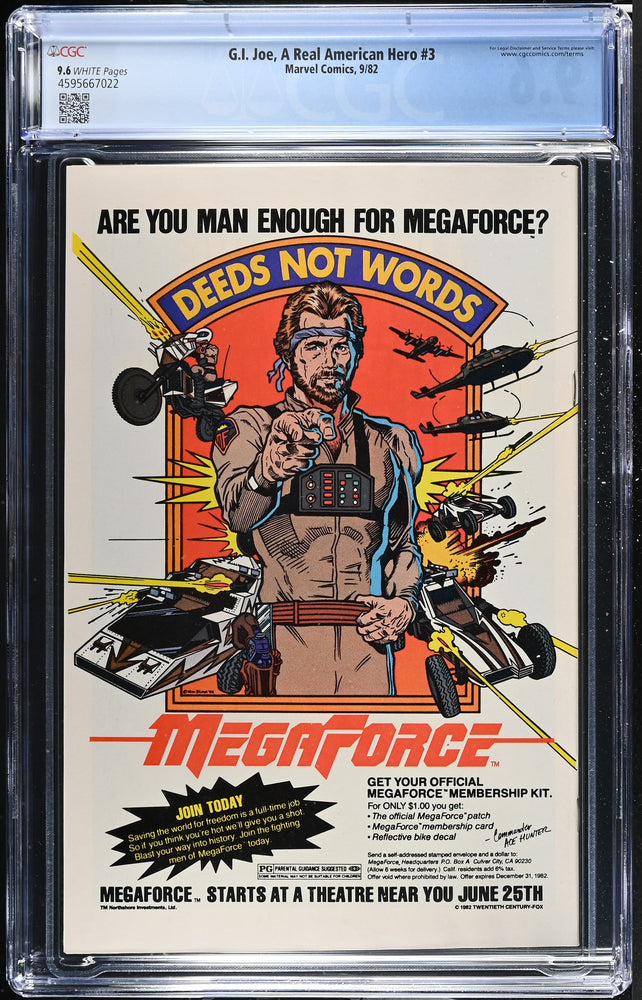 G.I. Joe, A Real American Hero #3 (9/82) Graded CGC 9.6 (Online Order Only)