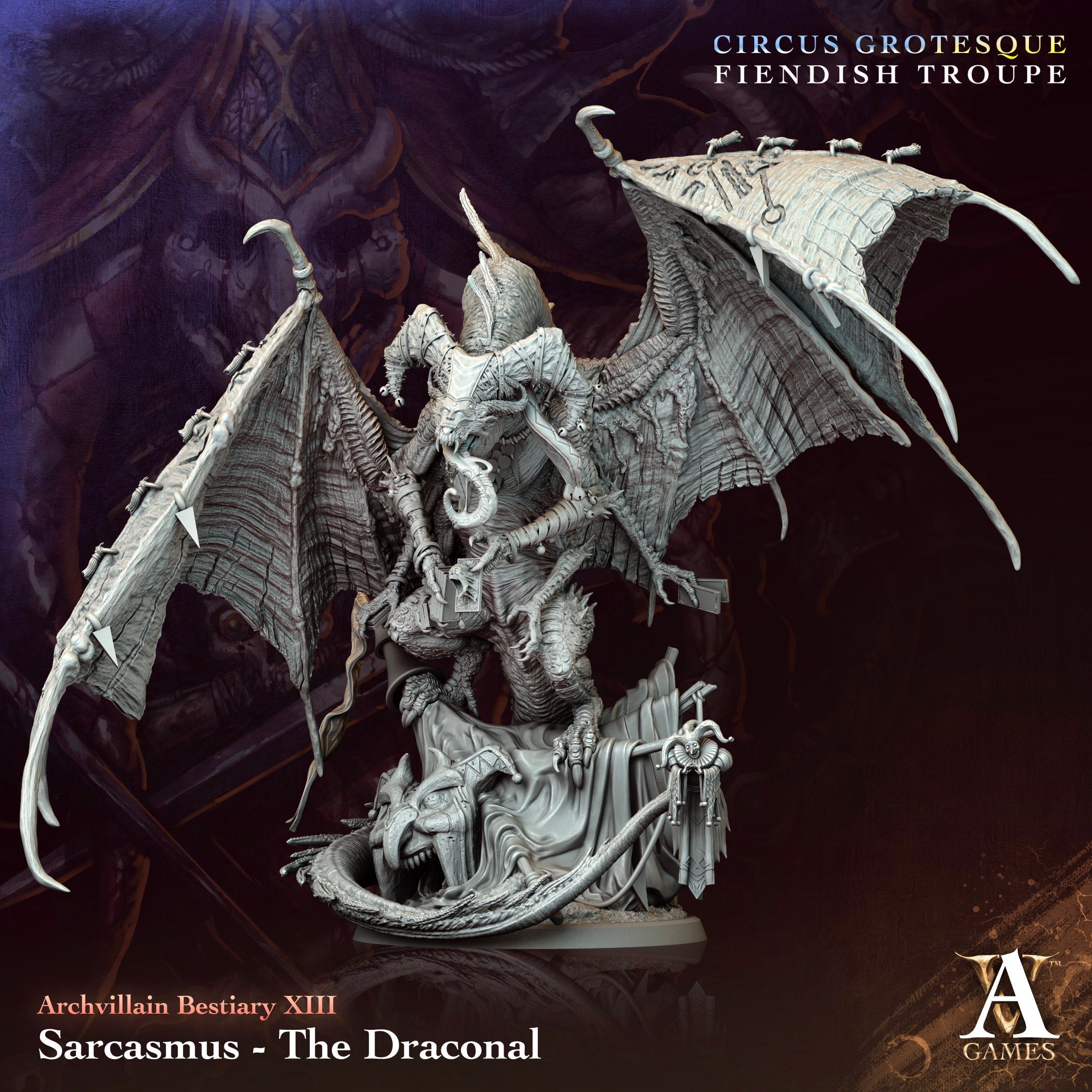 3D Printed Archvillain Games Sarcasmus The Draconal Archvillain Bestiary Vol XIII 28 32mm D&D (Online Only)