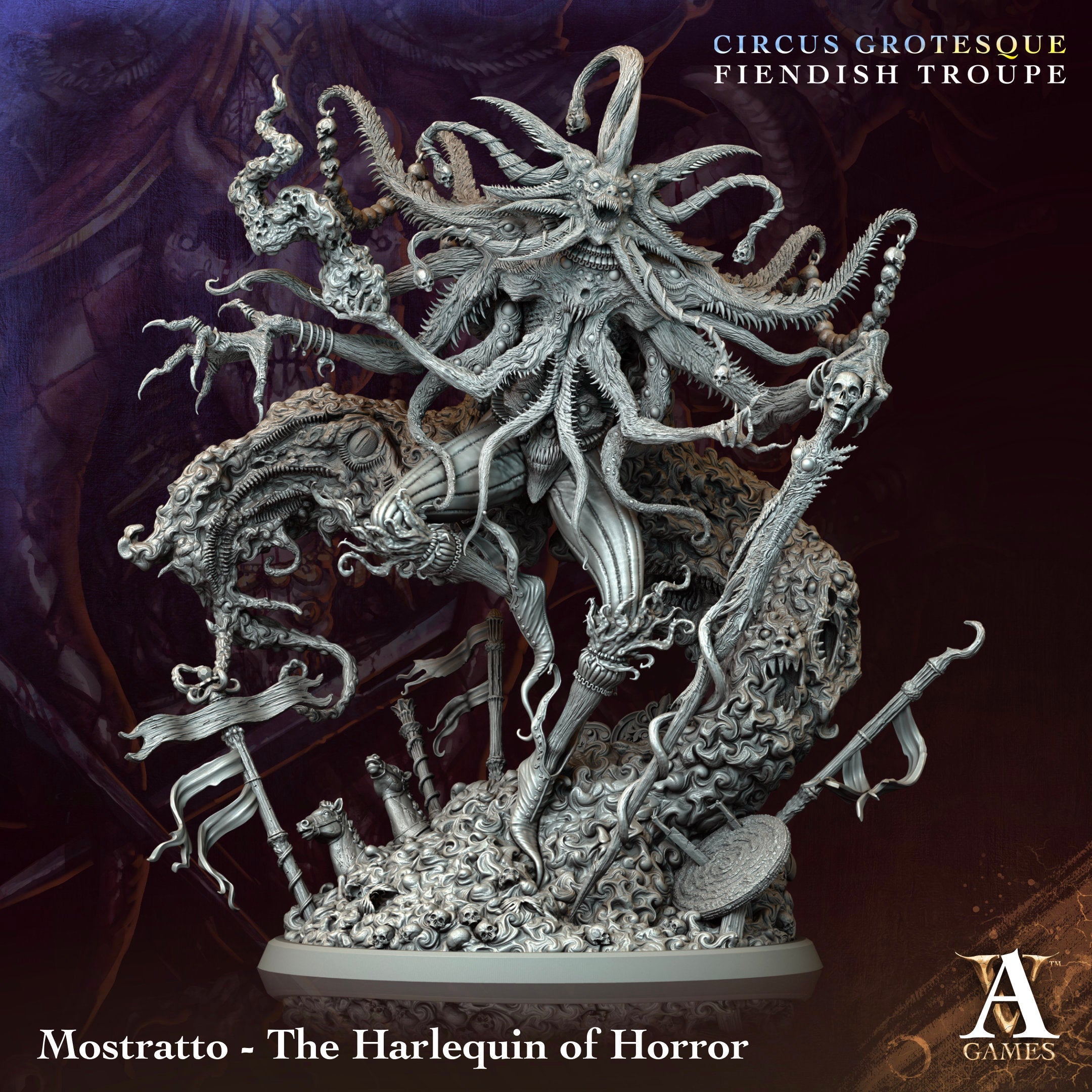 3D Printed Archvillain Games Mostratto The Harlequin of Horror Circus Grotesque Fiendish Troupe 28 32mm D&D (Online Only)