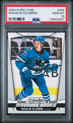 Graded 2024 Upper Deck O-Pee-Chee Macklin Celebrini #545 Rookie RC Hockey Card PSA 10 Gem Mint (ONLINE ORDER ONLY)
