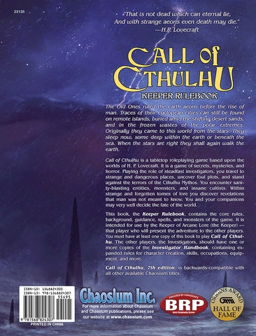 Call of Cthulhu Keeper Rulebook: 7th Edition Hardcover (ONLINE ORDER ONLY)