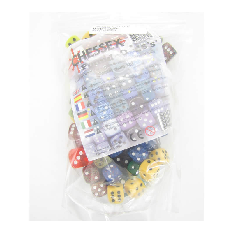 CHX001D6 Pound - O - D6 Dice (Six sided dice) Chessex (ONLINE ORDER ONLY)