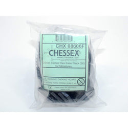 CHX08606F Slotted Hex Base Black 25mm (1 inch) Pack of 50 for Miniatures (ONLINE ORDER ONLY)