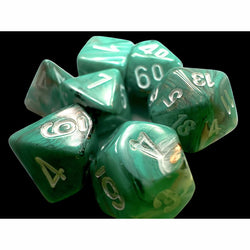 CHX20403 Oxi-Copper Marble Mini Dice with White Numbers 10mm (3/8in) Set of 7 Chessex (ONLINE ORDER ONLY)