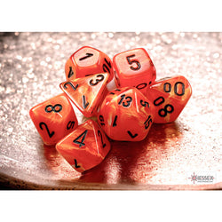 CHX20433 Orange Vortex Mini Dice with Black Numbers 10mm (3/8in) Set of 7 (ONLINE ORDER ONLY)