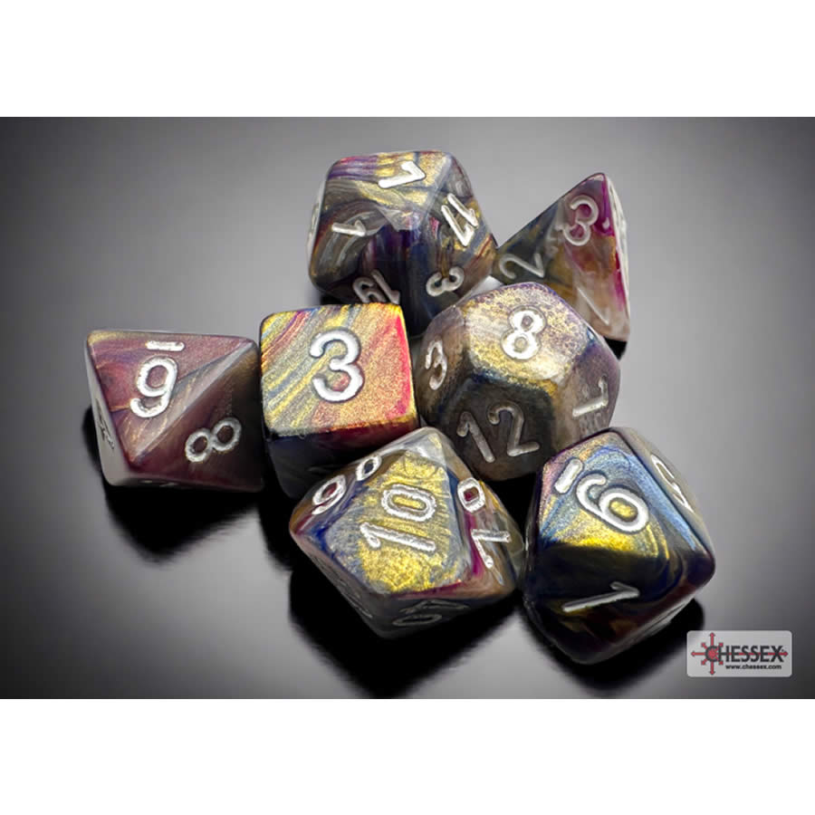 CHX20440 Carousel Festive Mini Dice with White Numbers 10mm (3/8in) Set of 7 (ONLINE ORDER ONLY)