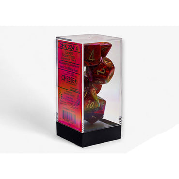 CHX22414 Scarlet Scarab Mega-Hedral Dice with Gold Colored Numbers 20mm (25/32in) Set of 7 (ONLINE ORDER ONLY)