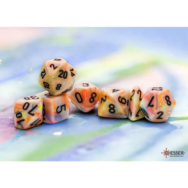 CHX22442 Circus Festive Mega-Hedral Dice with Black Colored Numbers 20mm (25/32in) Set of 7 (ONLINE ORDER ONLY)
