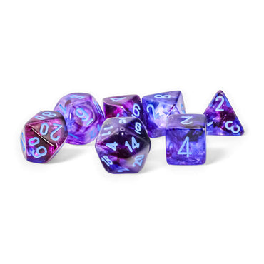 CHX22547 Nocturnal Nebula Mega-Hedral Dice with Blue Colored Numbers 20mm (25/32in) Set of 7 (ONLINE ORDER ONLY)