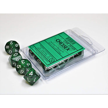 CHX25125 Recon Speckled Dice White Numbers D10 16mm Set of 10 (ONLINE ORDER ONLY)