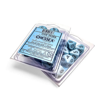 CHX25266 Blue Pastel Dice with Black Numbers D10 Aprox 16mm (5/8in) Set of 10 (ONLINE ORDER ONLY)
