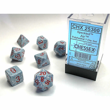 CHX25300 Air Speckled Dice with Red Numbers 16mm (5/8in) Set of 7 (ONLINE ORDER ONLY)