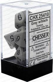 Chessex Opaque Dark Grey/Black 7 Dice Set