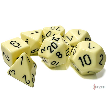 CHX25462 Yellow Pastel Dice with Black Numbers 16mm (5/8in) Set of 7 Dice (ONLINE ORDER ONLY)