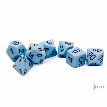 CHX25466 Blue Pastel Dice with Black Numbers 16mm (5/8in) Set of 7 Dice (ONLINE ORDER ONLY)