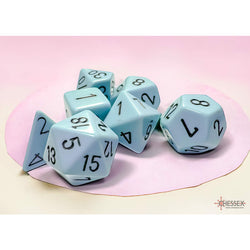 CHX25466 Blue Pastel Dice with Black Numbers 16mm (5/8in) Set of 7 Dice (ONLINE ORDER ONLY)