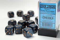 Chessex Opaque Dusty Blue/Copper 16MM D6 Dice Block (12 dice)