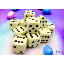 CHX25662 Yellow Pastel D6 Dice with Black Pips 16mm (5/8in) Pack of 12 Dice (ONLINE ORDER ONLY)