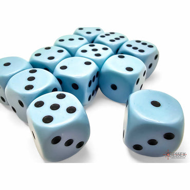 CHX25666 Blue Pastel D6 Dice with Black Pips 16mm (5/8in) Pack of 12 Dice (ONLINE ORDER ONLY)
