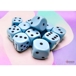 CHX25666 Blue Pastel D6 Dice with Black Pips 16mm (5/8in) Pack of 12 Dice (ONLINE ORDER ONLY)